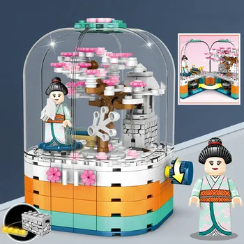 259 kom. rotirajući Sakura kutija gradivni blokovi Japanski stil gradu izgradnja serija prijatelji brojke cigle igračke za djevojčice