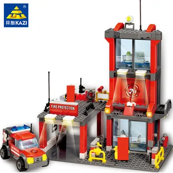 300шт gradska vatrogasna postaja vatrogasac motor kamion kreator automobila gradivni blokovi Brinquedos cigle edukativne igračke za djecu