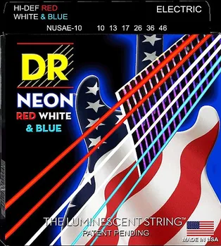 DR K3 Hi-def Neon Red White Blue zastavu SAD-fluorescentne žice za električnu gitaru, pluća 09-42 ili srednja 10-46