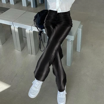 HEYounGIRL Svakodnevne Prugasta Black Jeans Hlače Ženske Ravne Duge Traper Hlače Ženske Džep Hlače S Visokim Strukom Capri Jesen 2020