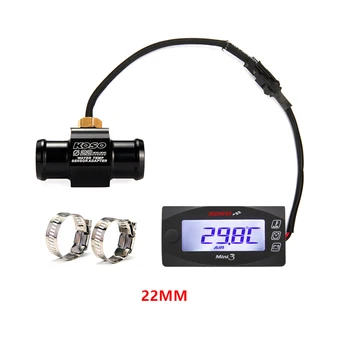 KOSO Mini 3 In 1 LED Digital Display Quad Water Temperature Thermometer Voltmeter Timer for Motorcycle Universal Digital meter