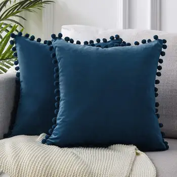 Moderni crni baršun navlake za jastuke s resicama 45X45 za kauč divan ukras baciti jastučnice presvlake set