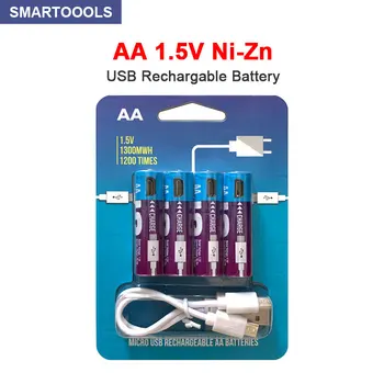 Novi 1.5 V USB AA baterija baterija baterija baterija baterija 1300mWh NI-ZN baterija za daljinski upravljač, miš mali ventilator električna igračka baterija + kabel
