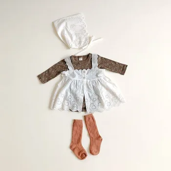 Novorođene djevojka cvijet body i haljina odijelo lijepa djevojka rođendan odjeća dijete Gilrs čipke pamučna odjeća setovi 0-24 m