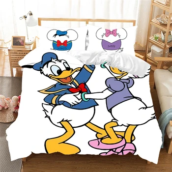 Poliester Donald Duck Daisy Komplet Posteljinu Komplet Posteljinu Djevojka Djeca Deka Domaće Tekstilne Deka Setovi Posteljinu Kraljica Kralj Veličina
