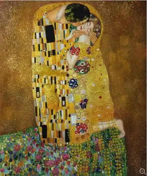 Ručni rad zidni rada Gustav Klimt Poljubac u ljubavi ukrasna zanat ručno oslikana tocno Zlatna slikarstvo maslačna slikarstvo na platnu umjetnost