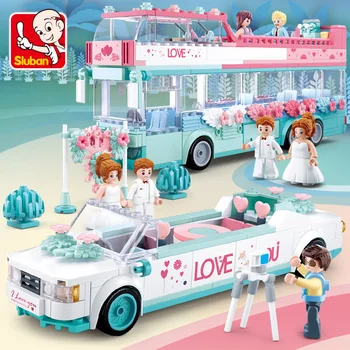Sluban 0767 0771 Wedding Bridegroom Bride Building Blocks City Street Girl Friends Figures Brick Girls Toys for Children Gifts