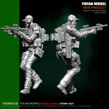 Yufan Model 1/24 Soldier Model Kit 75mm Us Seals Bindemittel Soldier Platinum Unmounted Yfww-1837
